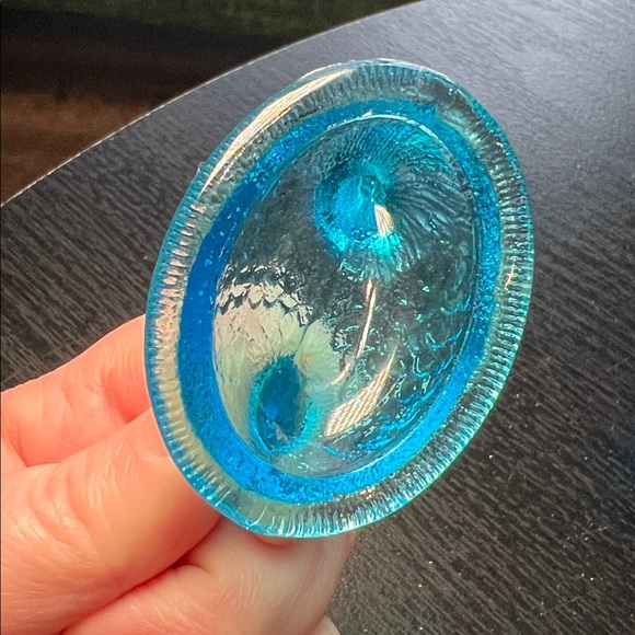 Vintage Miniature Blue Topaz Glass Hen on Nest Salt Cellar Westmoreland USA - Picture 7 of 11